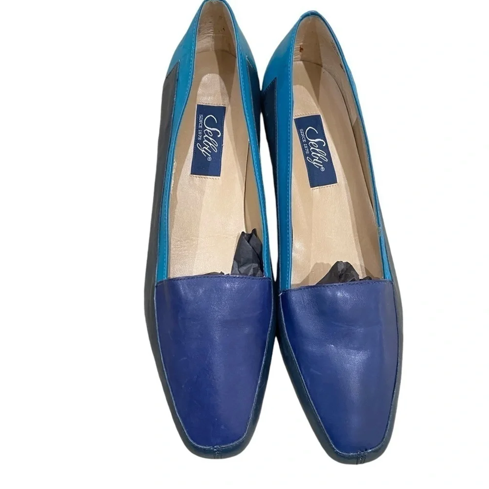 Shelby comfort flex tri-color blues slip on loafer premium leather size 9